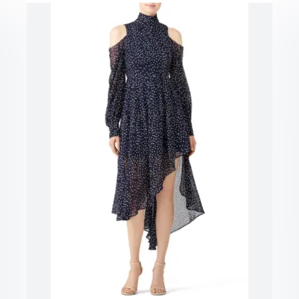Style Keepers Navy Silk Polka-Dot Cut-Out Open-Back Dress